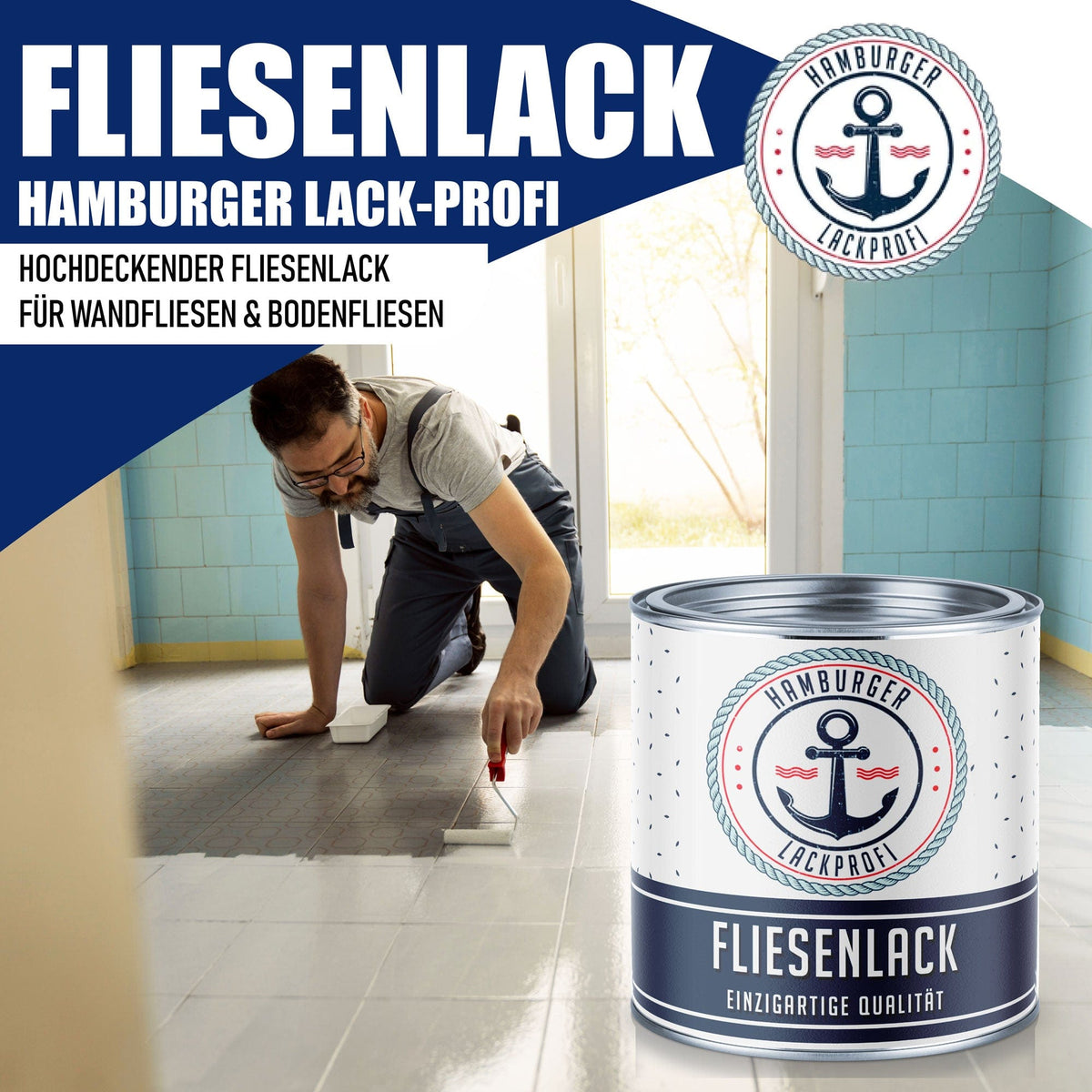 Hamburger Lack-Profi Fliesenlack Himbeerrot RAL 3027 - hochdeckende Fliesenfarbe Rot - Hamburger Lack-Profi