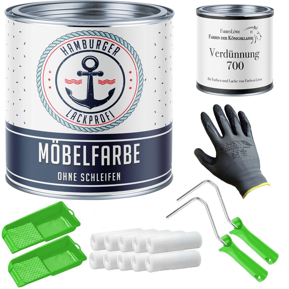 Möbelfarbe ohne Schleifen RAL 3011 Braunrot - Möbellack mit Lackierset (X300) - Hamburger Lack-Profi
