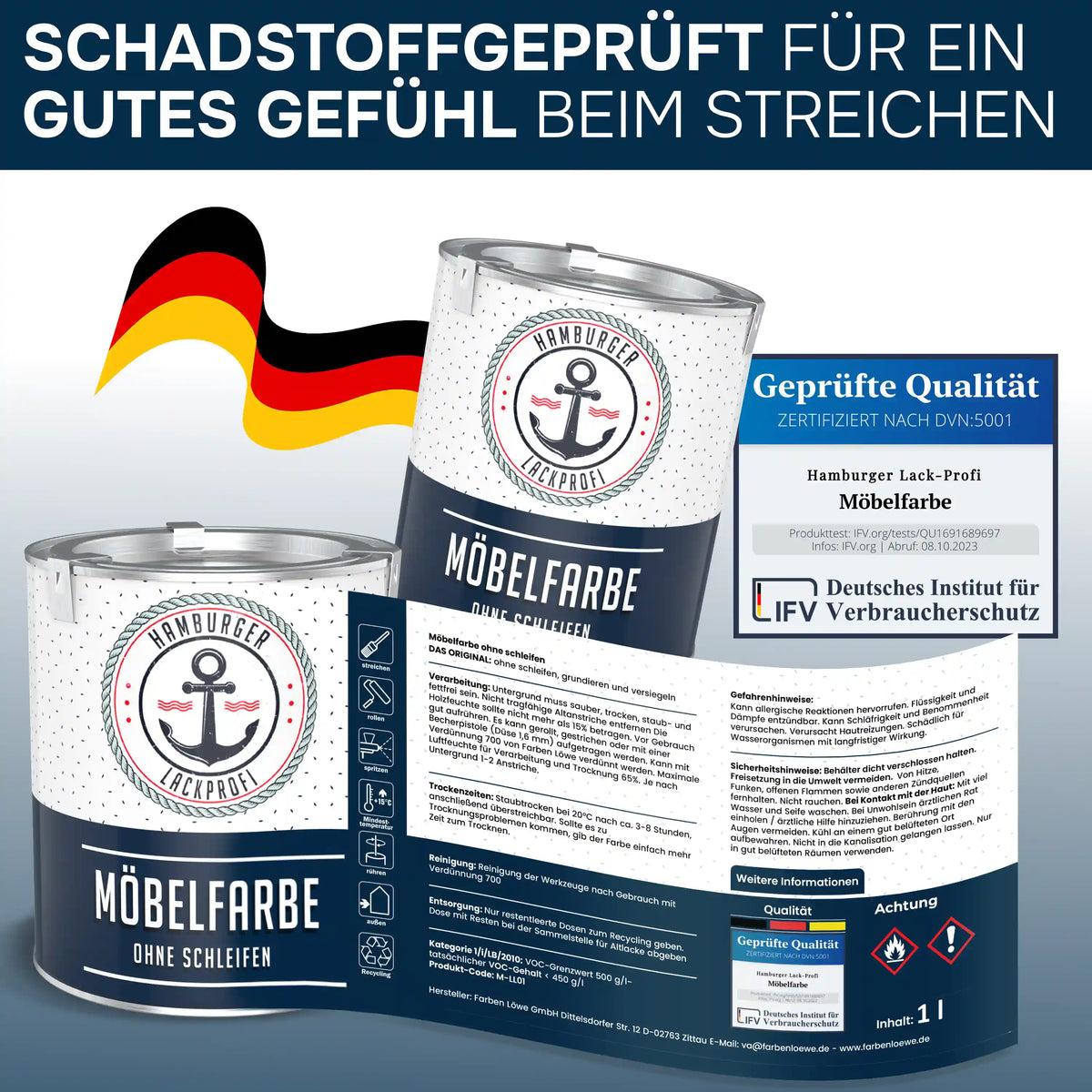 Möbelfarbe ohne Schleifen RAL 7002 Olivgrau - Möbellack Hamburger Lack-Profi - Hamburger Lack-Profi