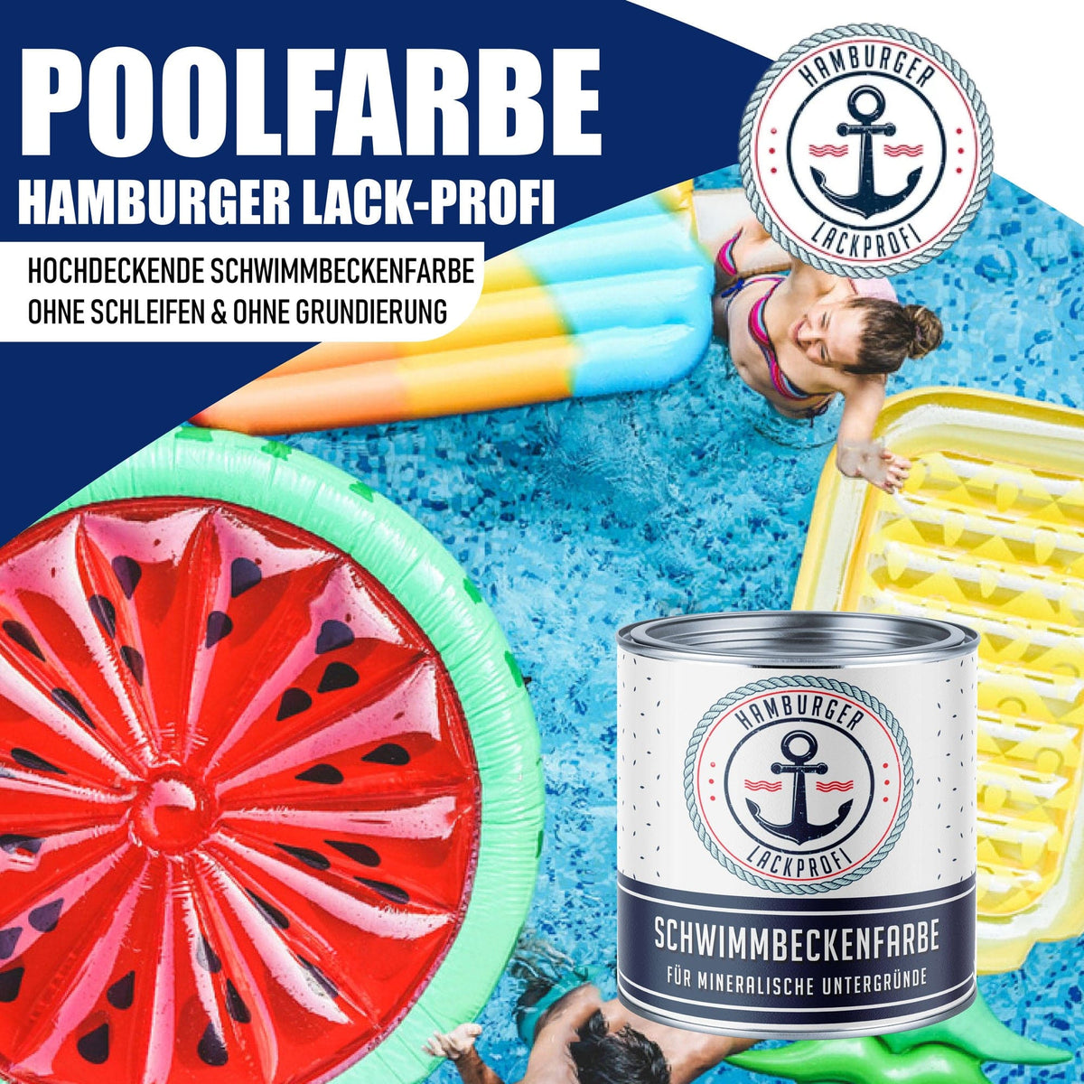 Schwimmbeckenfarbe Poolfarbe in Zementgrau RAL 7033 mit Lackierset (X500) - Hamburger Lack-Profi, Bild 2