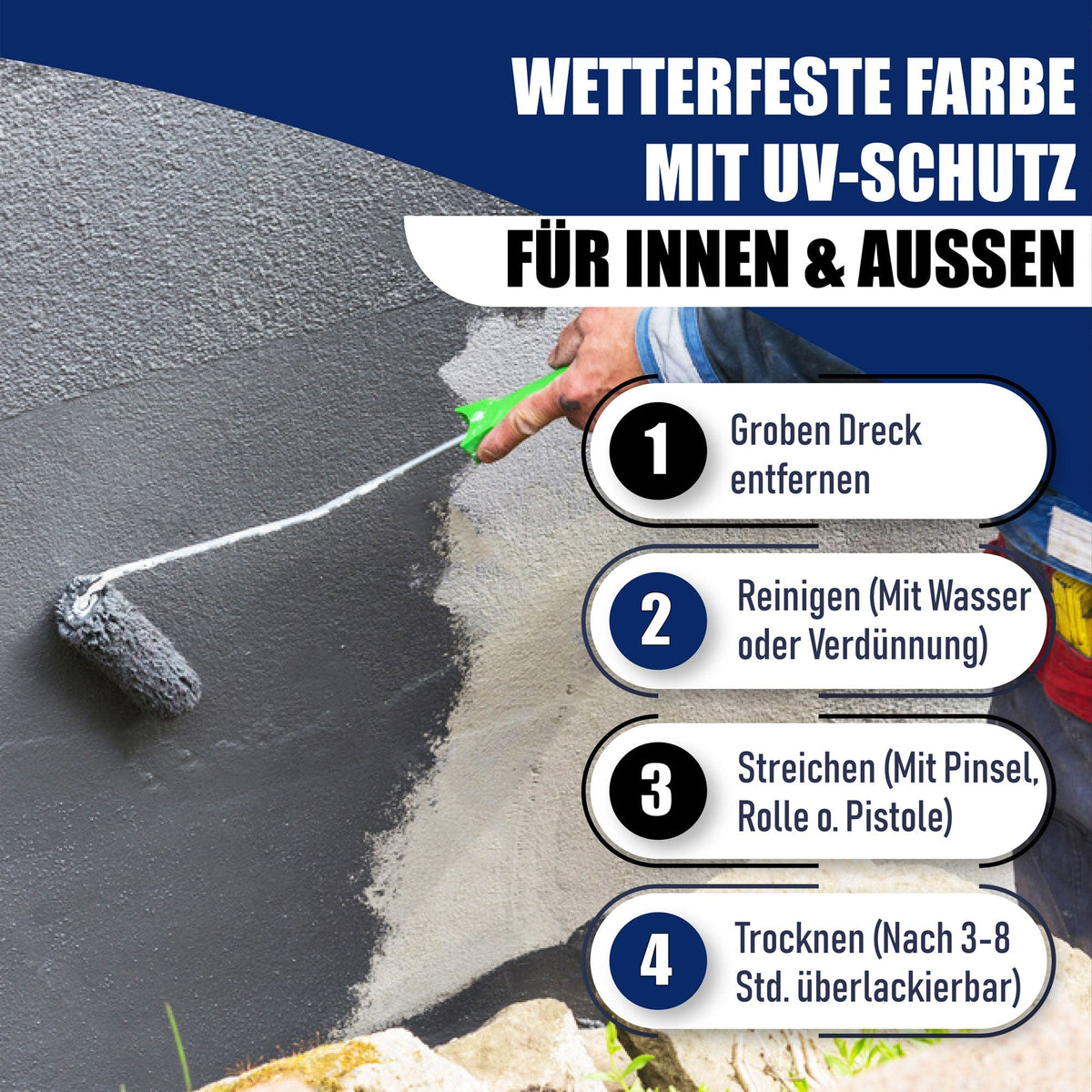 Betonfarbe Moosgrau RAL 7003 mit Lackierset (X500) - Hamburger Lack-Profi