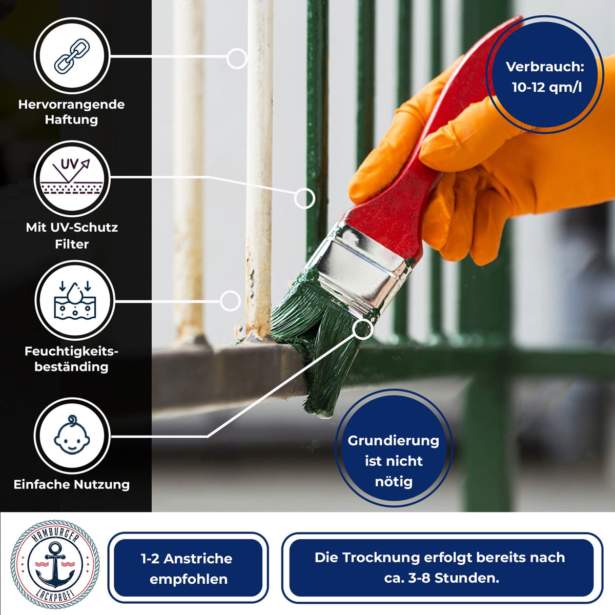 Metallschutzlack Safrangelb RAL 1017 - abriebbeständig & schlagfest - Hamburger Lack-Profi, Bild 4