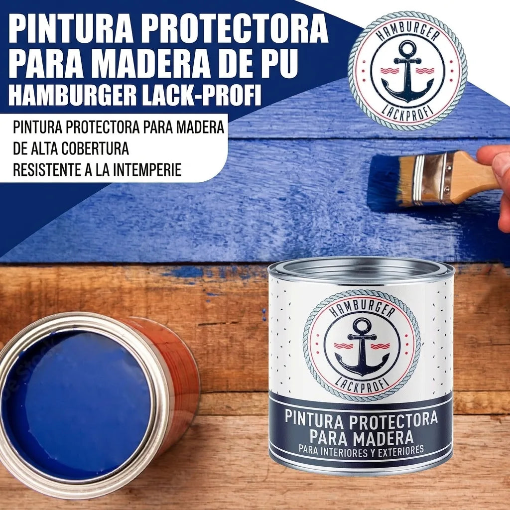 PU Holzschutzfarbe RAL 5001 Grünblau - Wetterschutzfarbe - Hamburger Lack-Profi