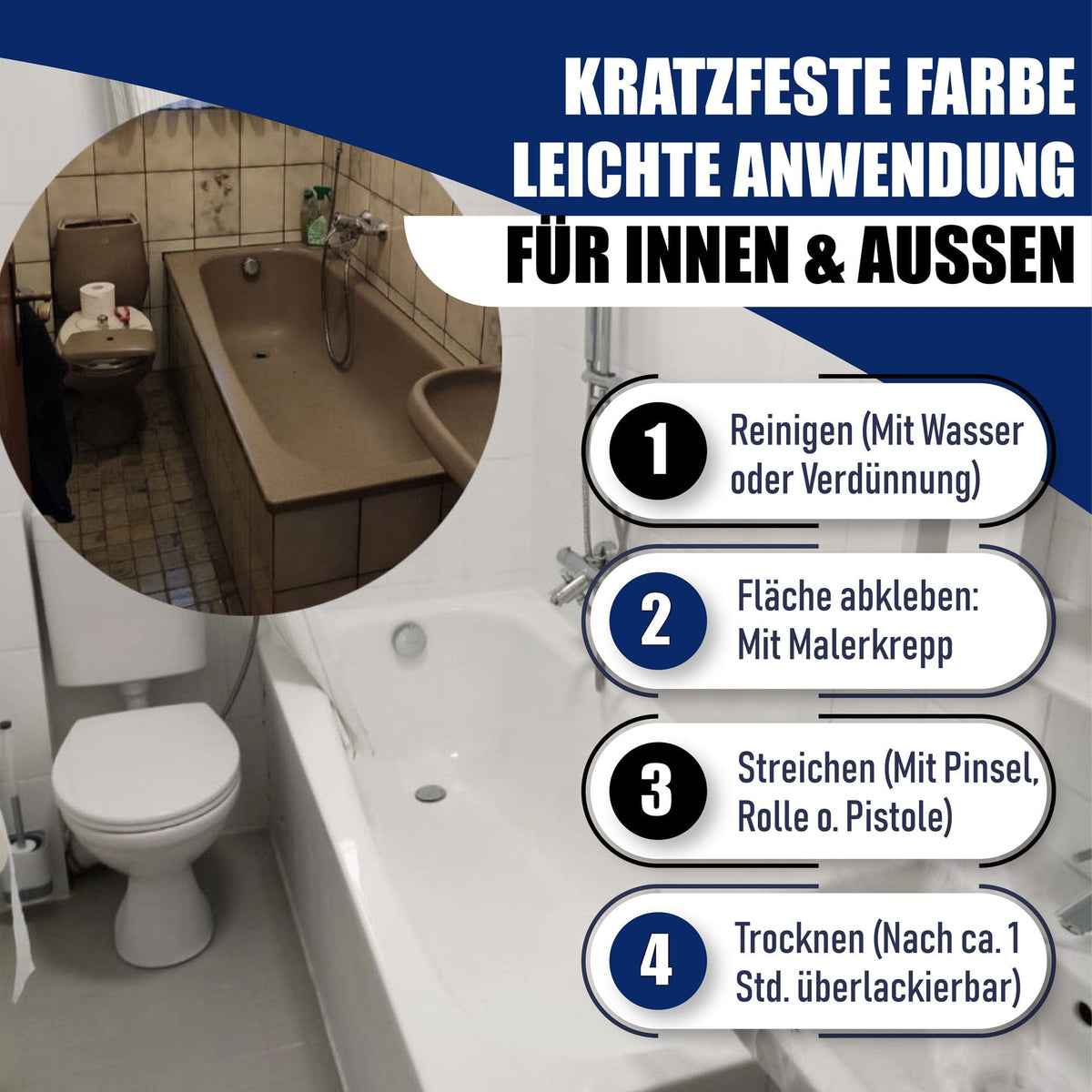 2K Badewannenlack Mausgrau RAL 7005 mit Lackierset (X500) - Glänzend / Seidenmatt / Matt - Hamburger Lack-Profi, Bild 3