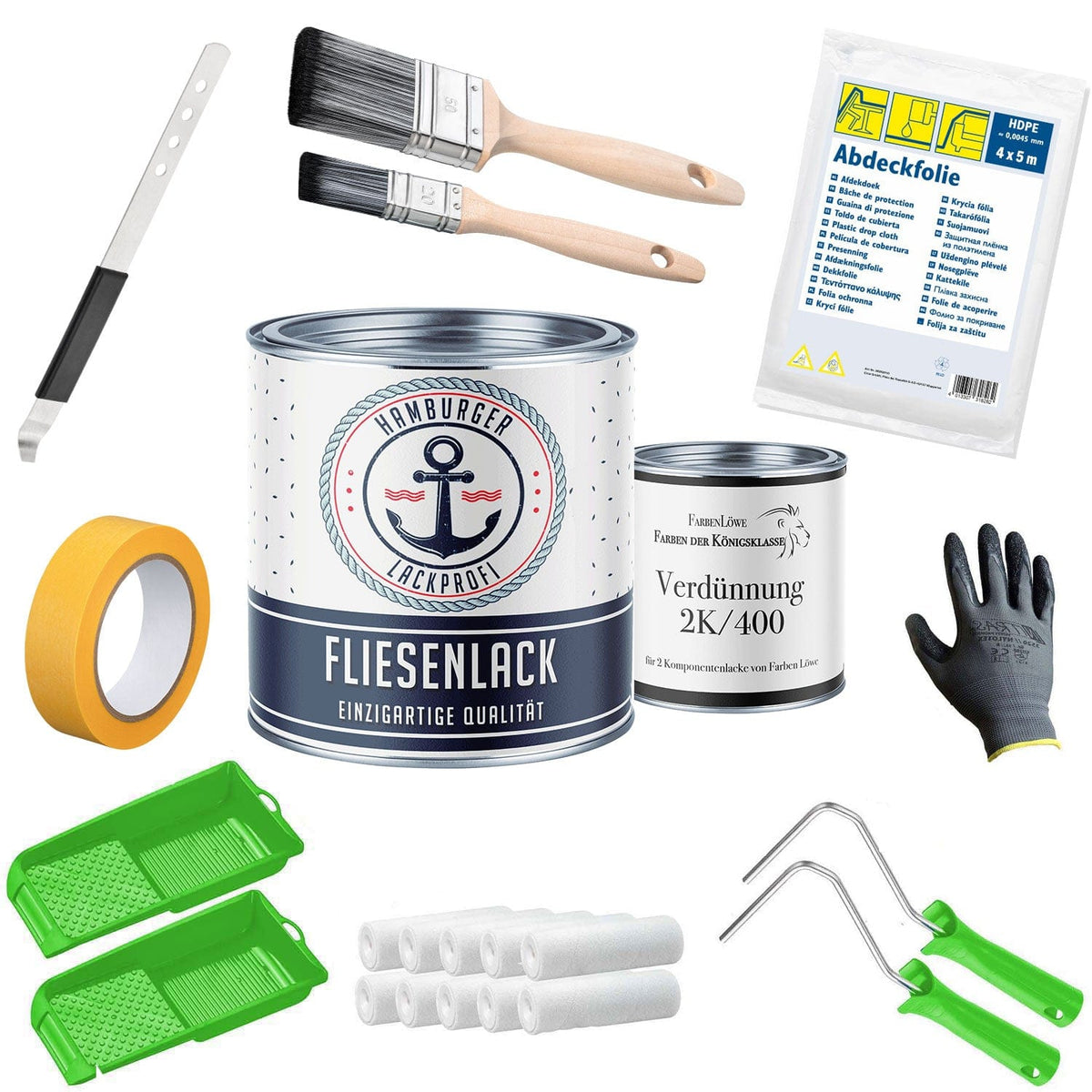 Fliesenfarbe in Pastellorange RAL 2003 - Fliesenlack mit Lackierset (X500) - Hamburger Lack-Profi