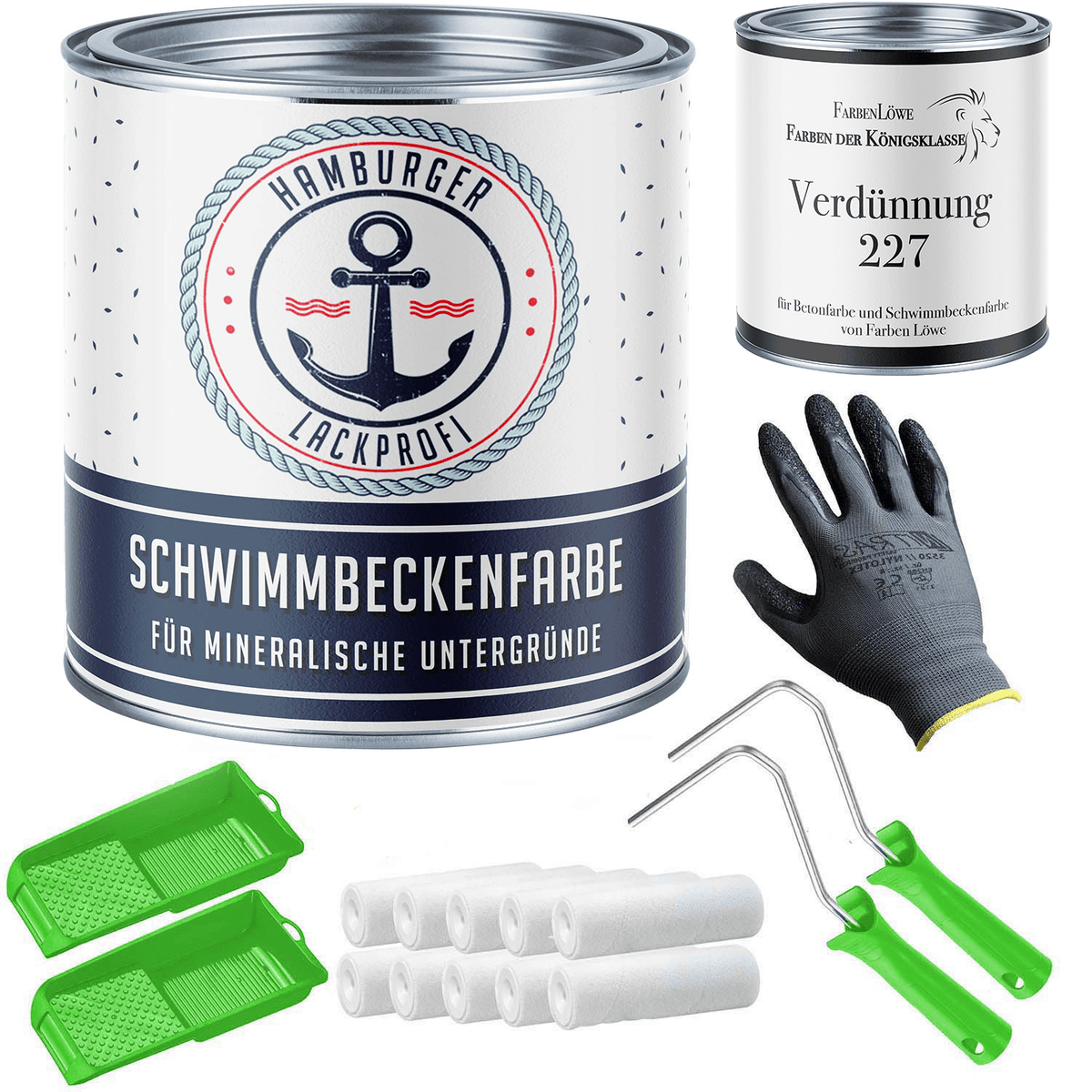 Schwimmbeckenfarbe Poolfarbe in RAL 1001 Beige mit Lackierset (X300) - Hamburger Lack-Profi