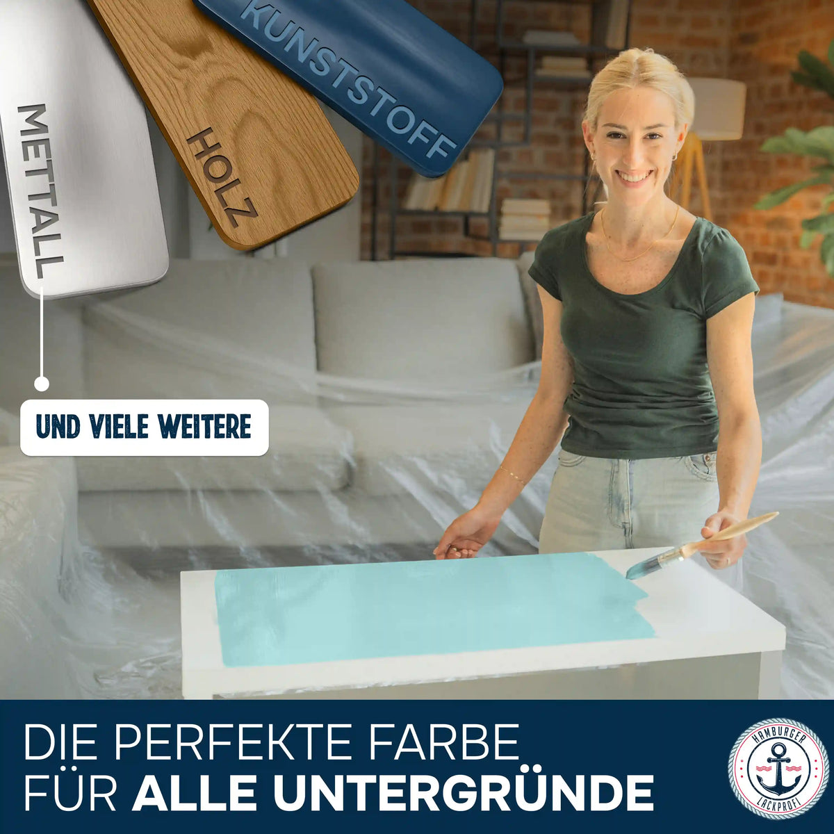 Möbelfarbe ohne Schleifen RAL 7046 Telegrau 2 - Möbellack mit Lackierset (X500) - Hamburger Lack-Profi, Bild 3
