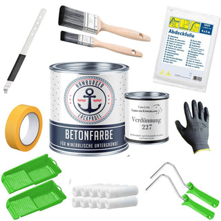 Betonfarbe Gelbgrau RAL 7034 mit Lackierset (X500) - Hamburger Lack-Profi