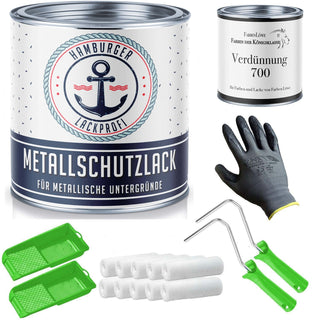 Metallschutzlack 3in1 SEIDENMATT mit Lackierset (X300) - Hamburger Lack-Profi